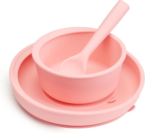 Munchkin® C’est Silicone!™ Feeding Set with Suction Bowl, Suction Plate and Spoon, Designed For Baby Led Weaning and Infant and Toddler Self Feeding, Silicone, Mint in Saudi Arabia