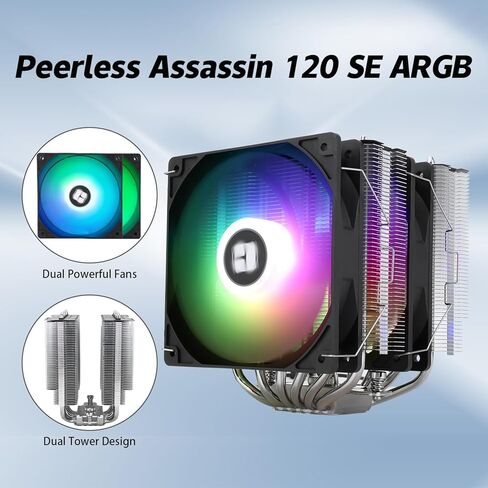 Peerless Assassin 120 SE White Argb CPU Air Cooler ، 6 أنابيب حرارة CPU مبرد ، مزدوج 120 مم TL-C12CW-S PWM ، غطاء غرفة تبريد الألومنيوم ، تقنية AGHP ، ل AMD AM4 AM5/Intel 1150/1151/1700 in Kuwait