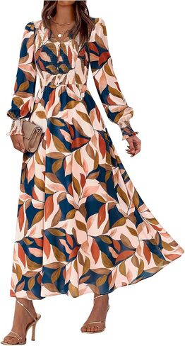 BTFBM Women Fall Wedding Guest Maxi Dresses 2025 Floral v Neck Long Long Boho Long Dress Faction in Kuwait
