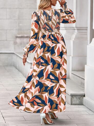 BTFBM Women Fall Wedding Guest Maxi Dresses 2025 Floral v Neck Long Long Boho Long Dress Faction in Kuwait