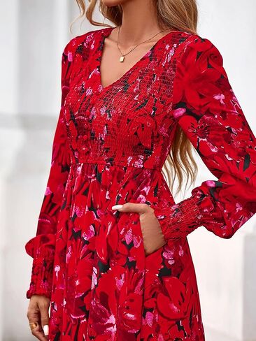 BTFBM Women Fall Wedding Guest Maxi Dresses 2025 Floral v Neck Long Long Boho Long Dress Faction in Saudi Arabia