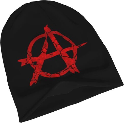 Anarchy Distressed Symbol Adult Knitted Hat Beanie Winter Warm Skull Hat - Men Women in Saudi Arabia