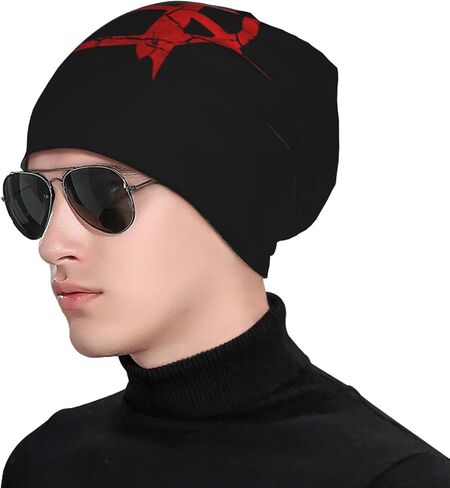 Anarchy Distressed Symbol Adult Knitted Hat Beanie Winter Warm Skull Hat - Men Women in Saudi Arabia