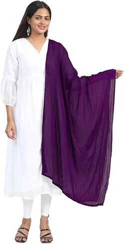 Shemass ™ Cotton Dupatta Shawl ، وشاح للأزياء للسيدات للصيف والربيع ، ألوان صلبة in Saudi Arabia
