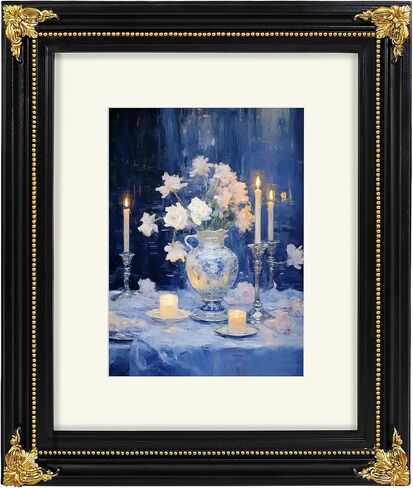 SIMON'S SHOP 8x10 Picture Frame with Mat, Black Picture Frames for Wall and Tabletop, Vintage Picture Frames 8x10 Matted to 5x7 Image in Kuwait