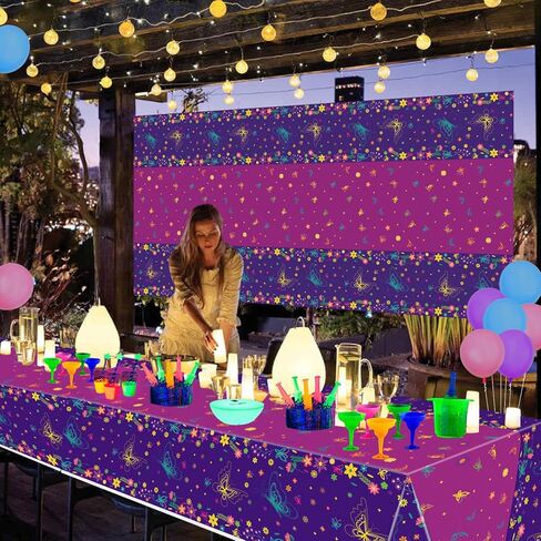 4 PCS Movie Party Tablecloths Decorations - Butterfly Plastic Table Cover, Magic Butterfly Rectangular Tablecloth for Kids Baby Shower Birthday Supplies, 51 x 106 Inch in Kuwait