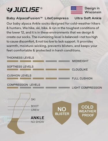 Alpaca Wool Ankle Socks 2 pairs Men&Women Summer Midweight Socks Moisture Wicking Cushion Anti-blister in Kuwait