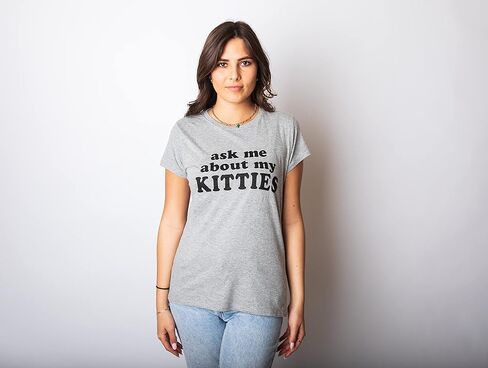 Mens Ask Me About My Kitties Flip Up T Shirt Funny Cat Shirt Offensive Crazy Top in Saudi Arabia