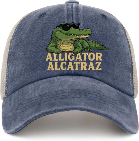 Made in US Florida Everglades Alligator Alcatraz Hat for Mens Baseball Cap Low Washed in Saudi Arabia