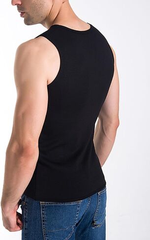 Flygo 2 Pack Thermal Tank Top Men Cotton Winter Warm Fleece Lined Underwear Sleeveless Vest Undershirt in Saudi Arabia