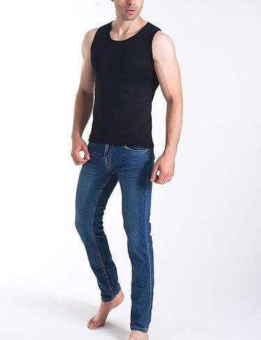 Flygo 2 Pack Thermal Tank Top Men Cotton Winter Warm Fleece Lined Underwear Sleeveless Vest Undershirt in Saudi Arabia