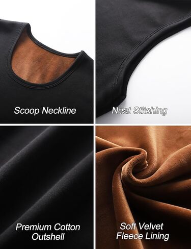 Flygo 2 Pack Thermal Tank Top Men Cotton Winter Warm Fleece Lined Underwear Sleeveless Vest Undershirt in Saudi Arabia
