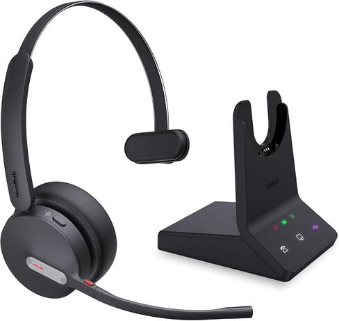 Yealink WH64 Teams Dual Teams Dect & Bluetooth Wireless Headset ، نطاق 606 قدمًا ، معتمد من Microsoft ، على سماعة رأس سلكية مع الأذن مع ميكروفون 3x إلغاء الضوضاء ، 32 وقت نقاش ، هاتف مكتب IP Office ، كمبيوتر ، كمبيوتر in Kuwait