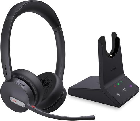 Yealink WH64 Teams Dual Teams Dect & Bluetooth Wireless Headset ، نطاق 606 قدمًا ، معتمد من Microsoft ، على سماعة رأس سلكية مع الأذن مع ميكروفون 3x إلغاء الضوضاء ، 32 وقت نقاش ، هاتف مكتب IP Office ، كمبيوتر ، كمبيوتر in Kuwait