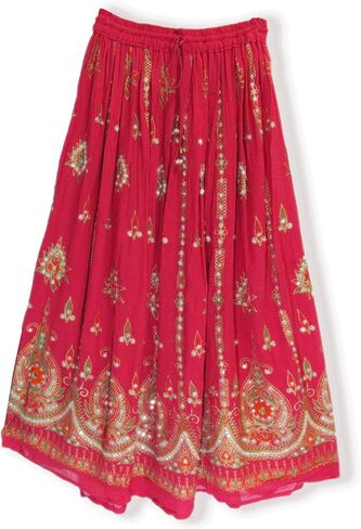 Radhy Krishna Fashions Tie Dye Yoga Trend Women's Crinker Broomstick Gypsy Long Tkirt (Pink) in Saudi Arabia