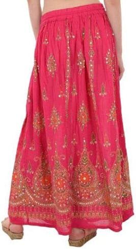 Radhy Krishna Fashions Tie Dye Yoga Trend Women's Crinker Broomstick Gypsy Long Tkirt (Pink) in Saudi Arabia