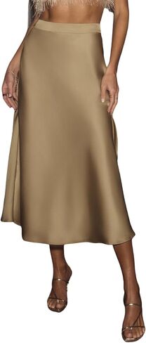 CUPSHE Women's Satin Skirt Flowy A Line Cocktail Party Wedding High Waist Long Midi Skirts Fall Summer Vacation Outfits in Saudi Arabia