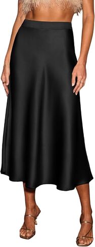 CUPSHE Women's Satin Skirt Flowy A Line Cocktail Party Wedding High Waist Long Midi Skirts Fall Summer Vacation Outfits in Saudi Arabia