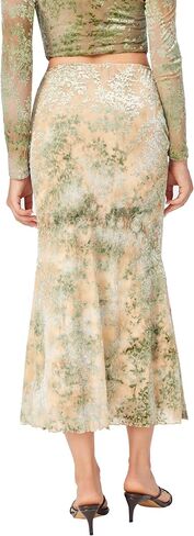 تنانير عالي الخصر نبيذ التفاح للنساء تنورة حوريات البحر ذيل السمكة ruched bodycon طويلة maxi تنورة الخس in Kuwait