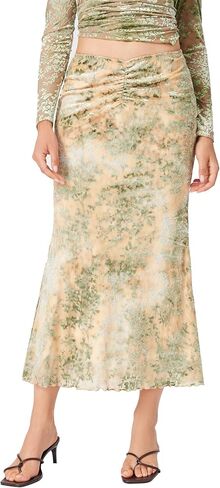 تنانير عالي الخصر نبيذ التفاح للنساء تنورة حوريات البحر ذيل السمكة ruched bodycon طويلة maxi تنورة الخس in Kuwait