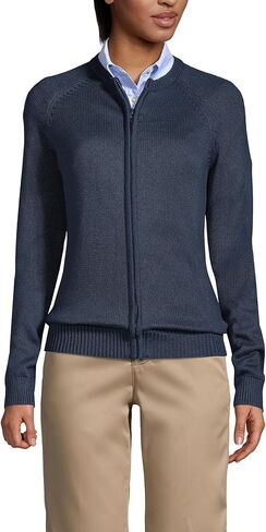 Lands' End School Uniform Women's Cotton Modal Zip-Front Cardigan Sweater in Saudi Arabia