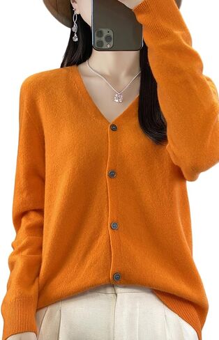 100 ٪ ميرينو الصوف سترات النساء خريف الخريف شتاء كارديجان v-neck مثير الأكمام الطويلة جديدة بسيطة (015) in Kuwait