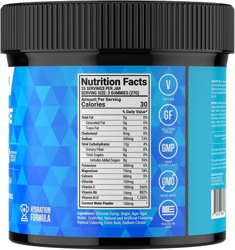Electrolyte Gummies – Hydration & Energy Blend for Running, Workouts & Sports – Endurance Chews with Sodium, Potassium, Magnesium for Men & Women, Caffeine Free, Vegan (75ct, Blueberry Splash) in Saudi Arabia