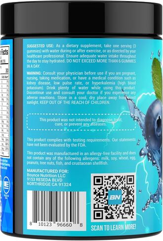 Electrolyte Gummies – Hydration & Energy Blend for Running, Workouts & Sports – Endurance Chews with Sodium, Potassium, Magnesium for Men & Women, Caffeine Free, Vegan (75ct, Blueberry Splash) in Saudi Arabia
