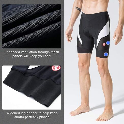 Men's Cycling Shorts Padded Bicycle Riding Half Pants Bike Biking Cycle Tights Black-Blue in Kuwait