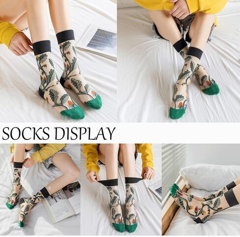 YFUNNLE 5 Pairs Womens Sheer Socks Summer Thin See Through Mesh Transparent Socks for Women Size 6-9 in Kuwait