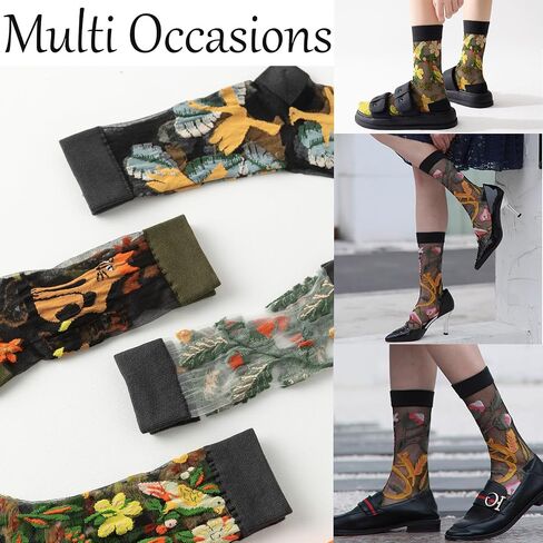 YFUNNLE 5 Pairs Womens Sheer Socks Summer Thin See Through Mesh Transparent Socks for Women Size 6-9 in Kuwait