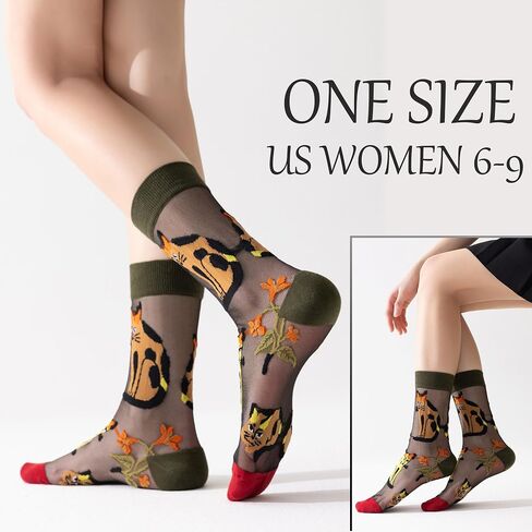 YFUNNLE 5 Pairs Womens Sheer Socks Summer Thin See Through Mesh Transparent Socks for Women Size 6-9 in Kuwait