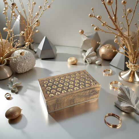 Handmade Wood Keepsake Box Jewellery Organiser Unique Gift Ideas for Men & Women Decorative Multipurpose Travel Storage Box (5 x 3 x 2 inch - Brown) in Kuwait
