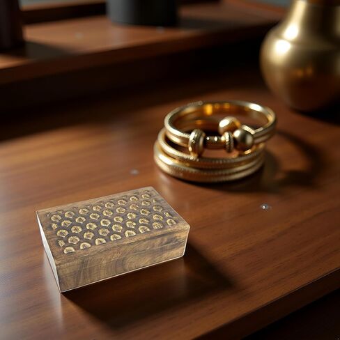 Handmade Wood Keepsake Box Jewellery Organiser Unique Gift Ideas for Men & Women Decorative Multipurpose Travel Storage Box (5 x 3 x 2 inch - Brown) in Kuwait
