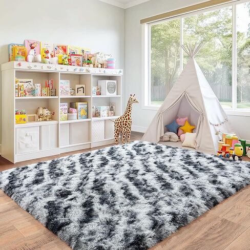 Checkered Rugs for Bedroom, 4x6 Ultra Fluffy Fuzzy Shag Area Rug for Living Room, Modern Plush Soft Upgrade Non-Slip Carpet for Girls and Kids Room Dorm Nursery Home Decor, Pink and Hot Pink in Saudi Arabia