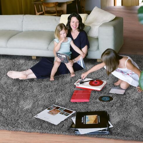 Checkered Rugs for Bedroom, 4x6 Ultra Fluffy Fuzzy Shag Area Rug for Living Room, Modern Plush Soft Upgrade Non-Slip Carpet for Girls and Kids Room Dorm Nursery Home Decor, Pink and Hot Pink in Saudi Arabia