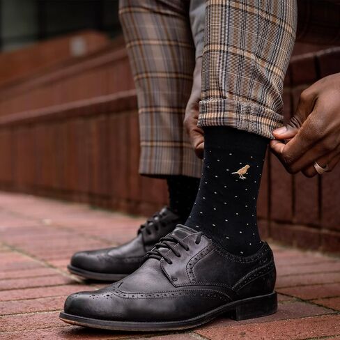 Men’s Cotton Crew Dress Socks – Ultra-Soft, Breathable, Formal Wear – GoldBlack Classic in Saudi Arabia