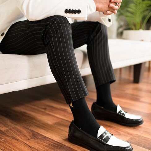 Men’s Cotton Crew Dress Socks – Ultra-Soft, Breathable, Formal Wear – GoldBlack Classic in Saudi Arabia