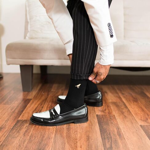 Men’s Cotton Crew Dress Socks – Ultra-Soft, Breathable, Formal Wear – GoldBlack Classic in Saudi Arabia