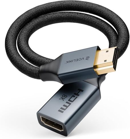 Cable Vcelink 8k HDMI تمديد 0.6 قدم ، HDMI 2.1 ذكر إلى سلك امتداد محول الإناث ، متوافق مع عصا التلفزيون ، HDTV ، وحدة التحكم في اللعبة ، الكمبيوتر المحمول ، عبوة واحدة in Kuwait