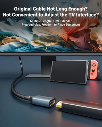 Cable Vcelink 8k HDMI تمديد 0.6 قدم ، HDMI 2.1 ذكر إلى سلك امتداد محول الإناث ، متوافق مع عصا التلفزيون ، HDTV ، وحدة التحكم في اللعبة ، الكمبيوتر المحمول ، عبوة واحدة in Kuwait