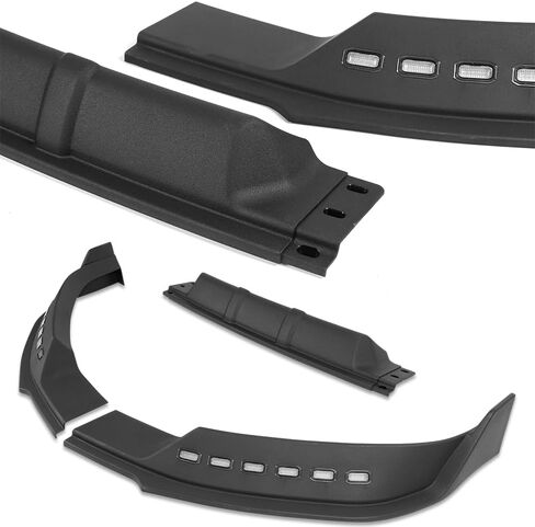 W-POWER, Front Bumper Lip fit for Compatible with Ford F-150 F150 (2021-2023), Front Lip Spoiler Air Chin Body Kit Splitter, Matt Black ABS, 2022, LED Sequential Running Lights, STP-Style in Kuwait