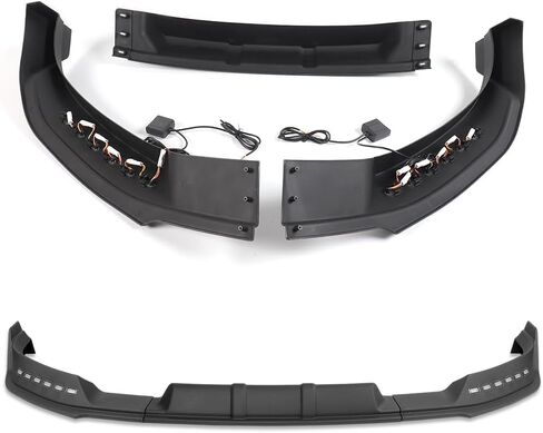 W-POWER, Front Bumper Lip fit for Compatible with Ford F-150 F150 (2021-2023), Front Lip Spoiler Air Chin Body Kit Splitter, Matt Black ABS, 2022, LED Sequential Running Lights, STP-Style in Kuwait