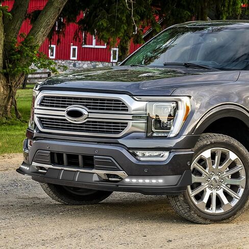 W-POWER, Front Bumper Lip fit for Compatible with Ford F-150 F150 (2021-2023), Front Lip Spoiler Air Chin Body Kit Splitter, Matt Black ABS, 2022, LED Sequential Running Lights, STP-Style in Kuwait