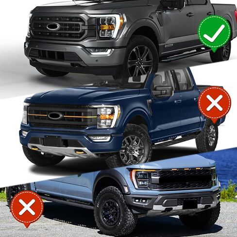 W-POWER, Front Bumper Lip fit for Compatible with Ford F-150 F150 (2021-2023), Front Lip Spoiler Air Chin Body Kit Splitter, Matt Black ABS, 2022, LED Sequential Running Lights, STP-Style in Kuwait