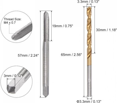 uxcell M8 x 0.5 Straight Flute Thread Tap and 7.5mm Twist Drill Bit Set, Metric Titanium Plated 6542 High Speed Steel Machine Screw Thread Tap Threading Drilling Tool in Saudi Arabia