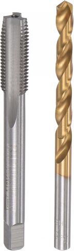 uxcell M8 x 0.5 Straight Flute Thread Tap and 7.5mm Twist Drill Bit Set, Metric Titanium Plated 6542 High Speed Steel Machine Screw Thread Tap Threading Drilling Tool in Saudi Arabia