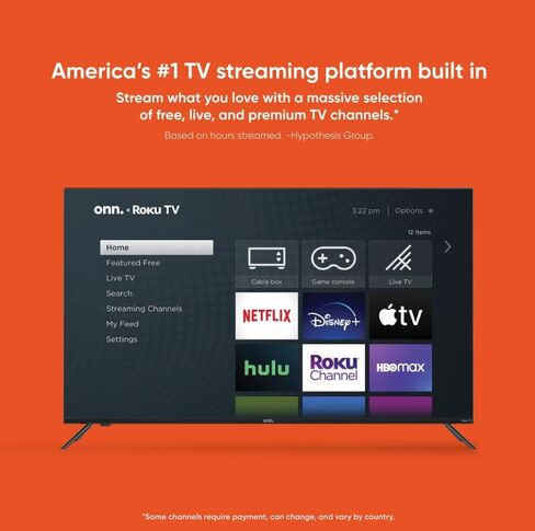 تلفزيون ONN 65 بوصة فئة 4K HDR10+ الذكي + حامل حائط مجاني مع اتصال Wi-Fi وتطبيق الهاتف المحمول | تلفزيون بشاشة مسطحة | متوافق مع مجموعة المنزل | Alexa وGoogle Assistant (متجدد) in Saudi Arabia