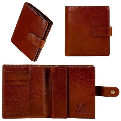 محفظة جلدية للرجال مقاومة للوقت - تصميم محفظة بسيط مع حامل بطاقة الائتمان، حامل عملات مغناطيسية، فتحات للنقود - مؤمنة بزر إغلاق معدني in Kuwait
