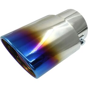 Zorfeter Car Exhaust Tip Stainless Steel, 2.5" to 3.3" Adjustable Car Decoration Chrome-Plated Finish Exhaust Tailpipe, Universal Car Exhaust Pipe Modification Tail Throat Tail Pipe(Blue) in Kuwait